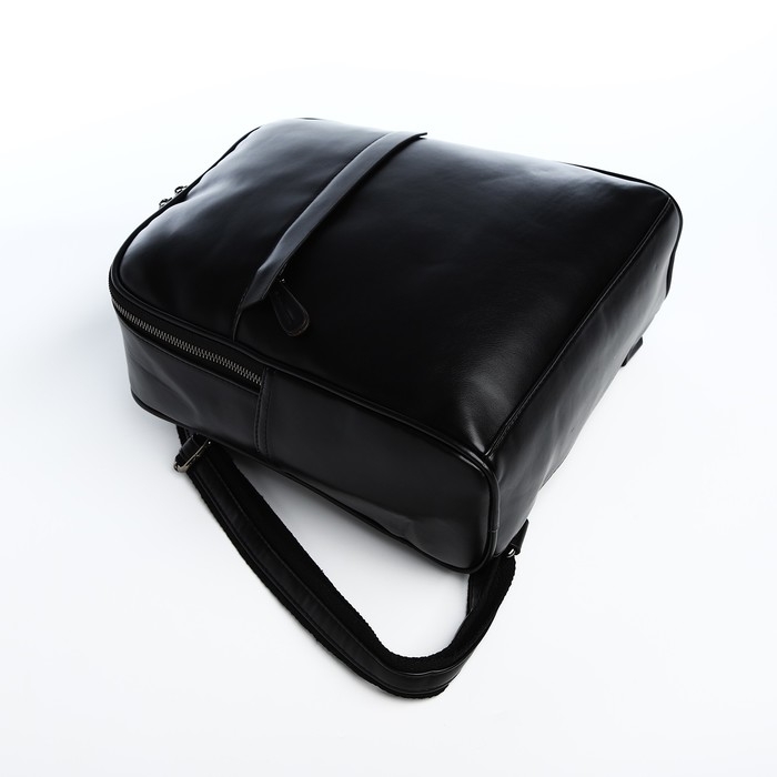 Рюкзак женский из искусственной кожи на молнии, 2 кармана, цвет чёрный