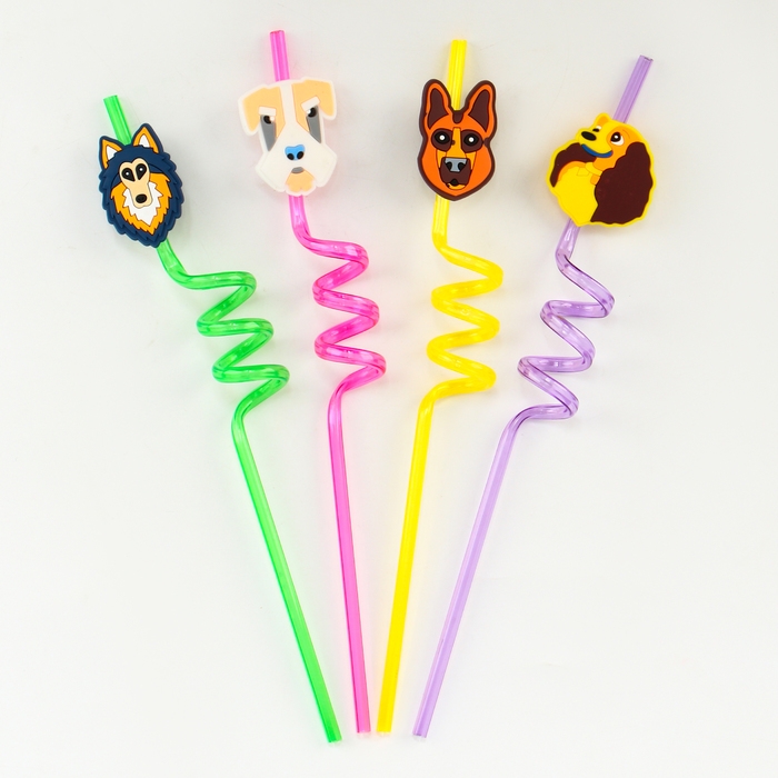 Трубочки для коктейля &laquo;Собачки&raquo;, набор 4 шт.