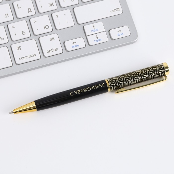 Ручка металлическая в тубусе &laquo;С Уважением!&raquo;, синяя паста