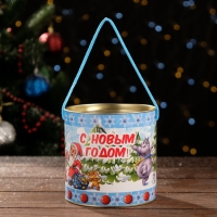 Новый год. Подарочная коробка, тубус &laquo;Весёлые зверята&raquo; 120 х 120 мм (100 мм внутр. высота).