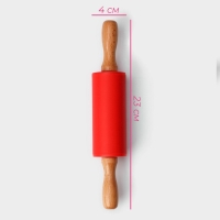 Скалка Доляна &laquo;Валенсия&raquo;, 23&times;4 см, рабочая часть 10 см, цвет красный