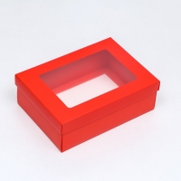 Коробка подарочная складная, упаковка, &laquo;Красная&raquo;, с окном, 21 х 15 х 7 см