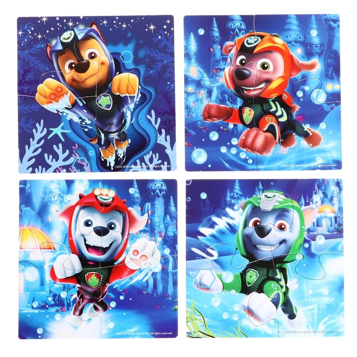 Мозаика &laquo;Щенячий патруль. Подводный мир. Двусторонние пазлы&raquo; (IQ step), Никелодион, 16 элементов