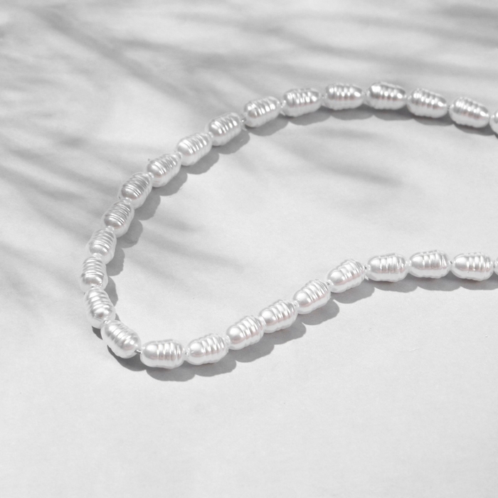 Бусины пластиковые на нити &laquo;Жемчуг&raquo; 0,6&times;0,4&times;0,4 см, (набор 180 шт.), цвет белый