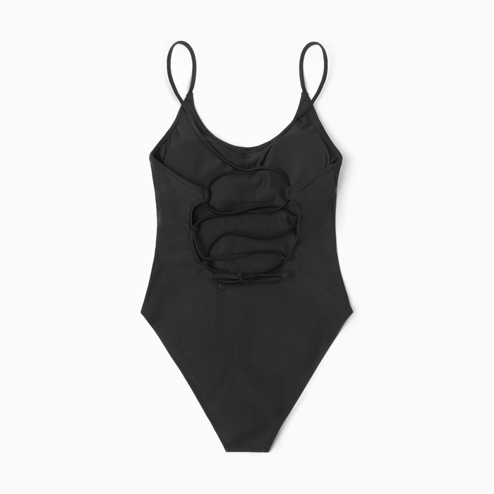 Купальник женский слитный шнуровка на спине MINAKU, цвет чёрный, размер 46