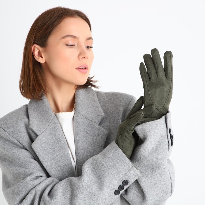 Перчатки женские, безразмерные, без утеплителя, цвет хаки Перчатки женские, безразмерные, без утеплителя, цвет хаки