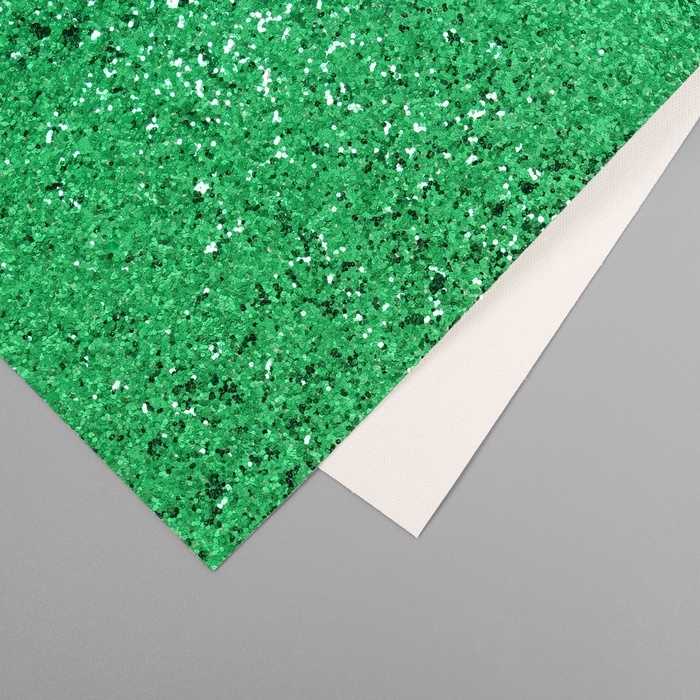 Лист для творчества иск.кожа Лист для творчества иск.кожа "Крупные блёстки" зелёный лист 33х20 см толщина 0,84 мм