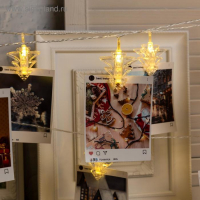 Гирлянда «Нить» 4.5 м с насадками «Прищепки-ёлочки», IP20, прозрачная нить, 20 LED, свечение тёплое белое, 220 В Гирлянда «Нить» 4.5 м с насадками «Прищепки-ёлочки», IP20, прозрачная нить, 20 LED, свечение тёплое белое, 220 В