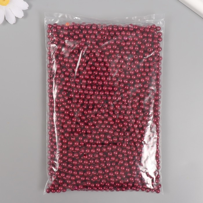 Набор бусин Набор бусин "Жемчуг" d 6 мм, 250 гр, бордо