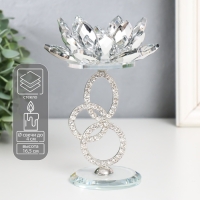 Подсвечник стекло, металл на 1 свечу "Лотос на кольцах" d-4 см 11,2х9х16,5 см Подсвечник стекло, металл на 1 свечу "Лотос на кольцах" d-4 см 11,2х9х16,5 см