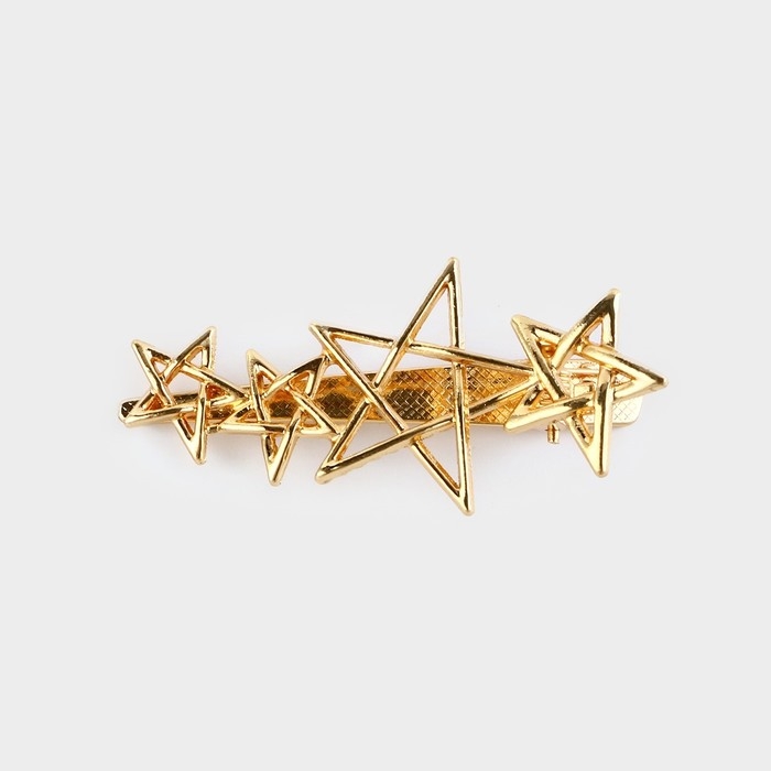 Заколка новогодняя &laquo;Верь в мечту&raquo; на Новый год, звездочки, цвет золото, 6,5 х 3 см