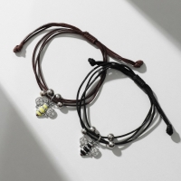 Браслеты &laquo;Неразлучники&raquo; пчёлки, цвет чёрно-коричневый, L=12,5 см