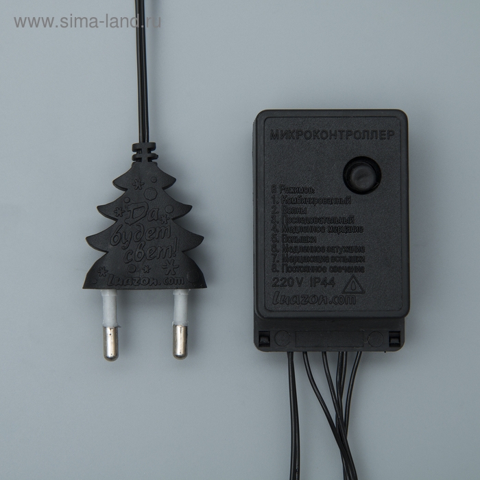 Гирлянда &laquo;Нить&raquo; 20 м, IP20, тёмная нить, 200 LED, свечение тёплое белое, 8 режимов, 220 В