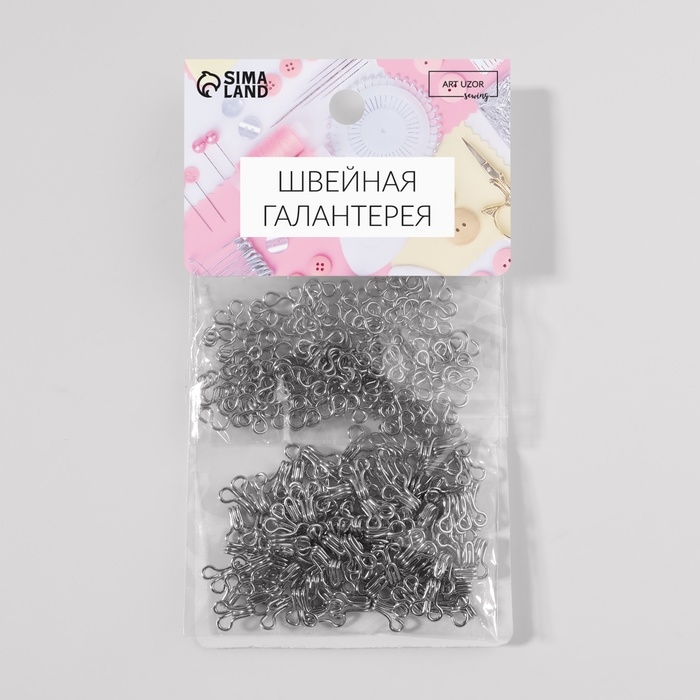 Крючок пришивной №0, 10 &times; 6 мм, 100 шт, цвет серебряный