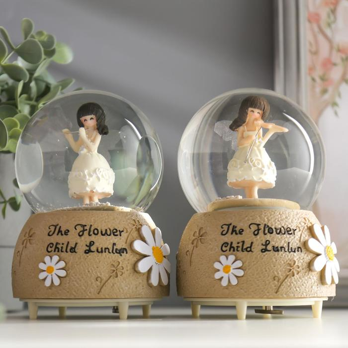 Сувенир полистоун водяной шар музыка "Малышка-музыкант" крутится МИКС 15,5х10х10 см