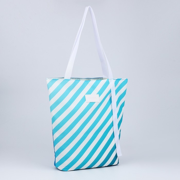 Сумка женская пляжная Nazamok, в полосочку, 39х32 см, голубая Сумка женская пляжная Nazamok, в полосочку, 39х32 см, голубая