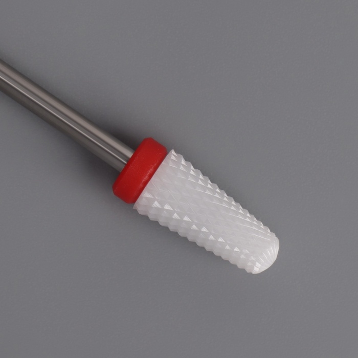 Фреза керамическая для маникюра &laquo;Конус&raquo;, мелкая нарезка, 6 &times; 13 мм, в пластиковом футляре, цвет белый