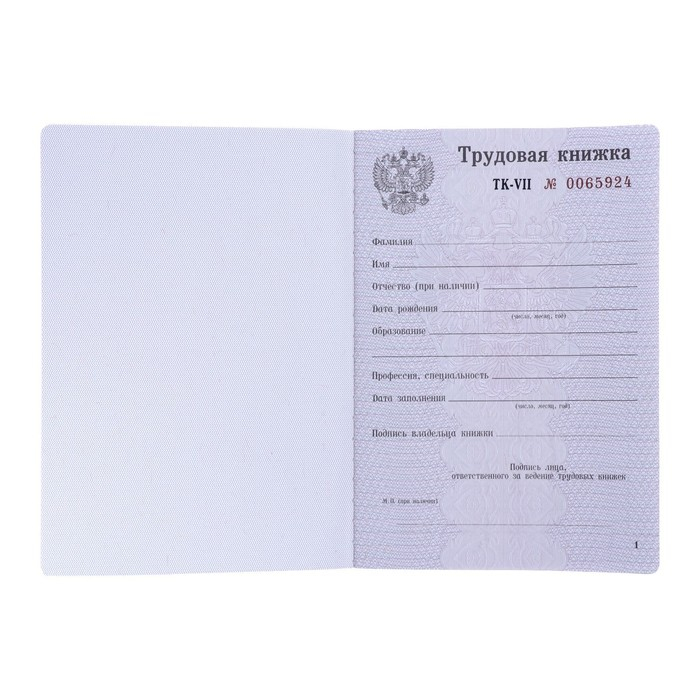 Бланк Бланк "Трудовая книжка" без голограммы