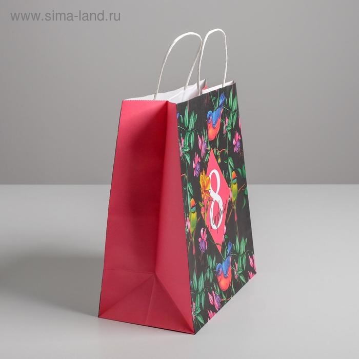 Пакет подарочный крафт, упаковка, &laquo;С 8 марта&raquo;, 28 х 32 х 15 см