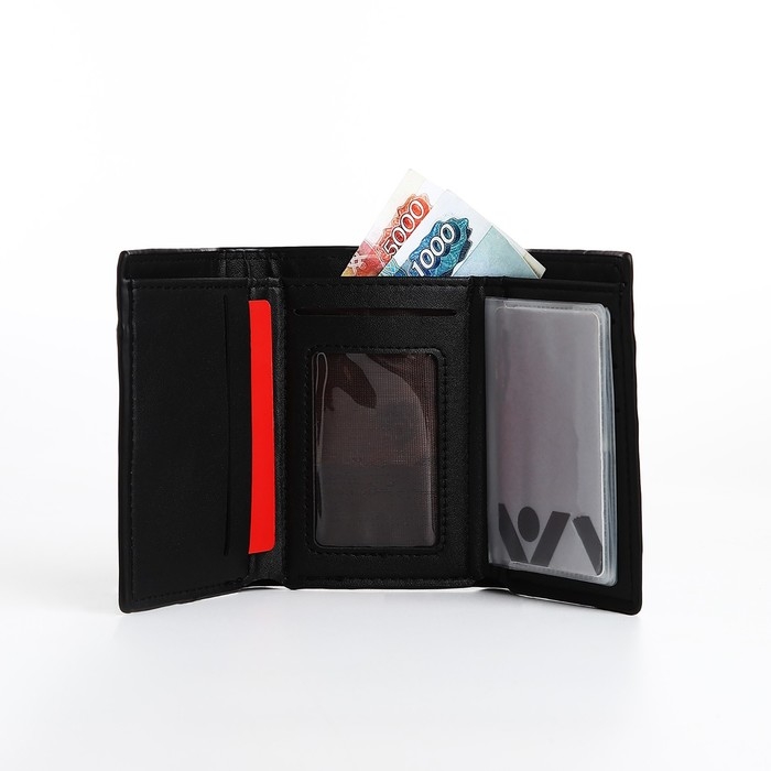 Портмоне мужское на магните, отдел для купюр, для карт, для монет, цвет чёрный Портмоне мужское на магните, отдел для купюр, для карт, для монет, цвет чёрный