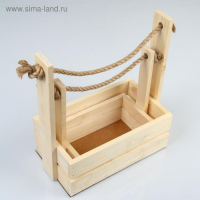 Набор кашпо деревянных 2 в 1 (25&times;15&times;30; 21&times;12&times;23 см) "Dear", ручка канат, натуральная сосна