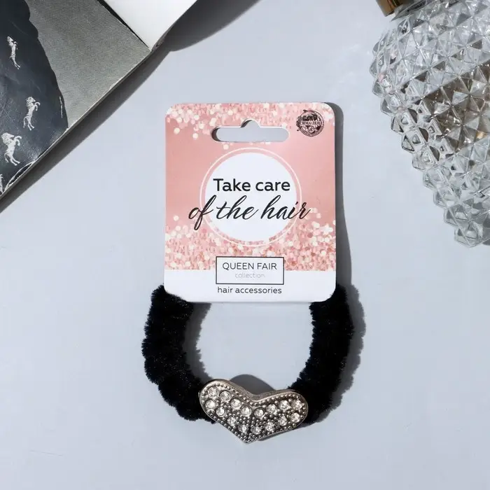 Резинка для волос "Нежность" сердечко, чёрный