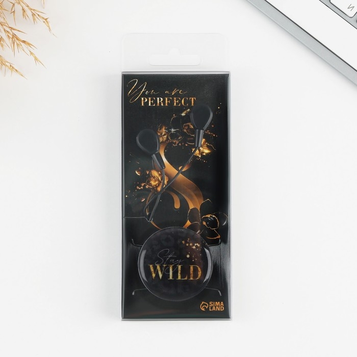 Подарочный набор: наушники и попсокет &laquo;Stay wild&raquo;, модель VBT 1.28, 13,5 х 6 см.