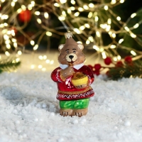 Елочное украшение "Медведь с мёдом" 12 см, микс