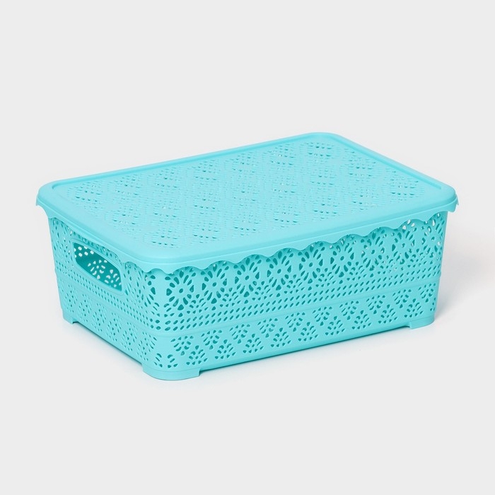 Контейнер для хранения с крышкой &laquo;Ажур&raquo;, пластик, 35&times;27&times;12 см, цвет МИКС