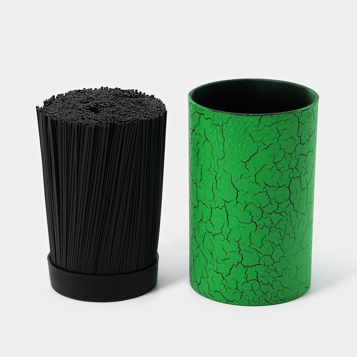 Подставка для ножей с наполнителем Доляна &laquo;Кракле&raquo;, 14&times;9 см, soft-touch, цвет зелёный