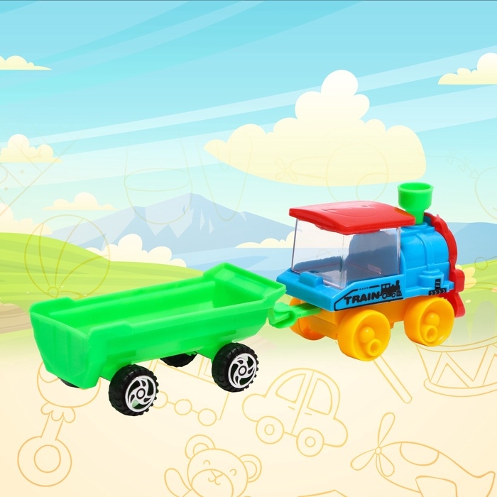 Паровоз инерционный «Классика», с прицепом, цвета МИКС Паровоз инерционный «Классика», с прицепом, цвета МИКС