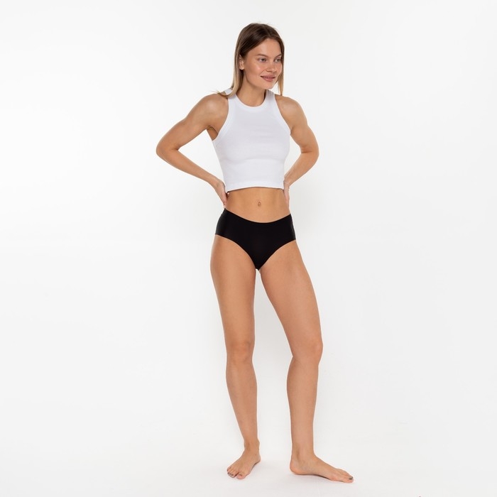 Трусы женские слипы бесшовные, цвет чёрный, размер 46 (M)