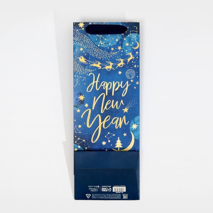 Пакет под бутылку &laquo;Новогодний космос&raquo;, 13 х 36 х 10 см, Новый год
