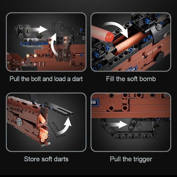 Конструктор техно &laquo;Винтовка с прицелом&raquo;, стреляет, 6 пуль в комплекте, 653 детали