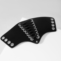 Браслет кожа &laquo;Манжета&raquo; на шнуровке, средний, цвет серебряно-чёрный,