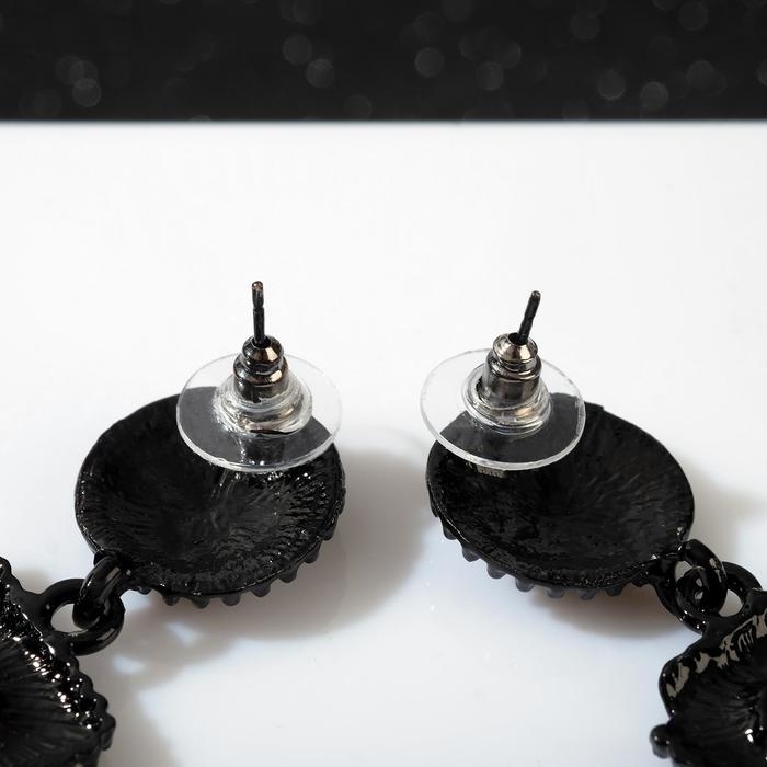 Серьги металл &laquo;Барбадос&raquo; прямоугольник, цвет чёрный