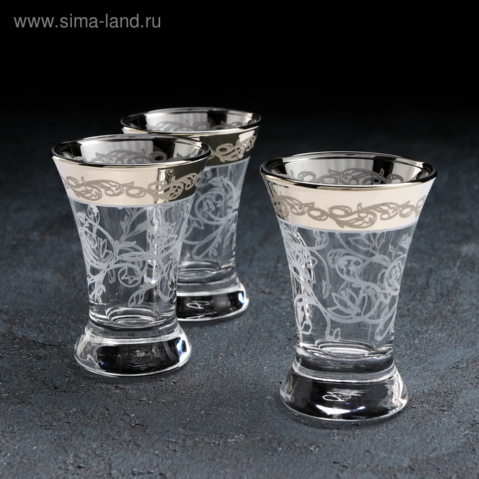 Набор рюмок &laquo;Флора&raquo;, 60 мл, с гравировкой и напылением, 3 шт