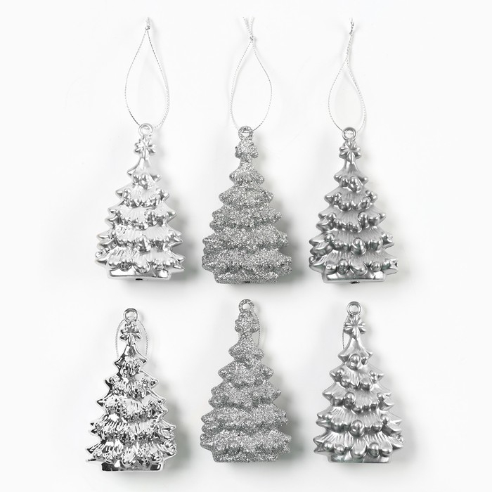 Ёлочные игрушки новогодние &laquo;Новый год: Ёлочки&raquo;, цвет серебристый