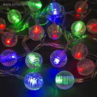 Гирлянда &laquo;Нить&raquo; 5 м с насадками &laquo;Шарики льда&raquo;, IP20, прозрачная нить, 20 LED, свечение мульти (RG/RB), мигание, 220 В