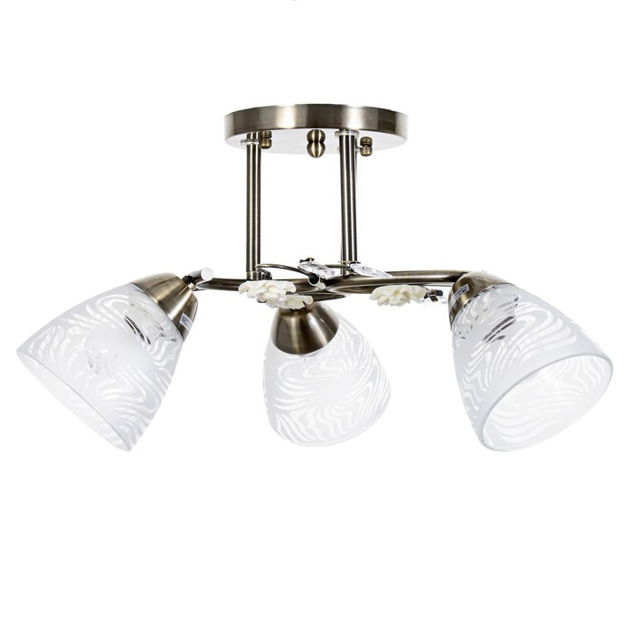 Люстра "Летний цвет" 3х60Вт E27 античная бронза 43х43х25см