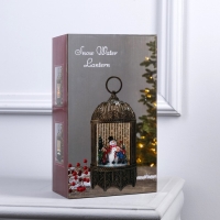 Светодиодная фигура &laquo;Фонарь с детьми и снеговиком&raquo; 13 &times; 25.5 &times; 8 см, пластик, батарейки ААх3 (не в комплекте), USB, свечение тёплое белое