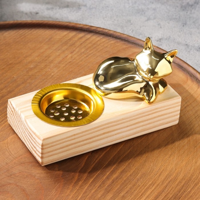 Подставка для благовоний порошковых и конусов Подставка для благовоний порошковых и конусов "Кошечка", дерево, 8х13,5х6,5 см