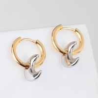 Серьги со съёмным элементом &laquo;Трансформер&raquo; луна, цвет золото с серебром