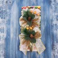 Украшение ёлочное "Композиция на бантике" (набор 2 шт ) сосулька с ягодками, 12х15 см