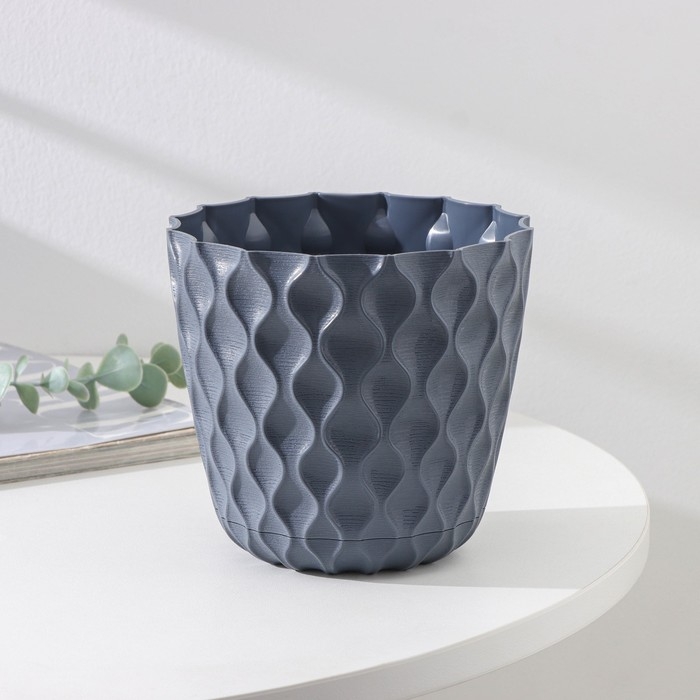 Горшок для цветов с поддоном &laquo;Wave&raquo;, 1,4 л, d=14,5 см, цвет серый