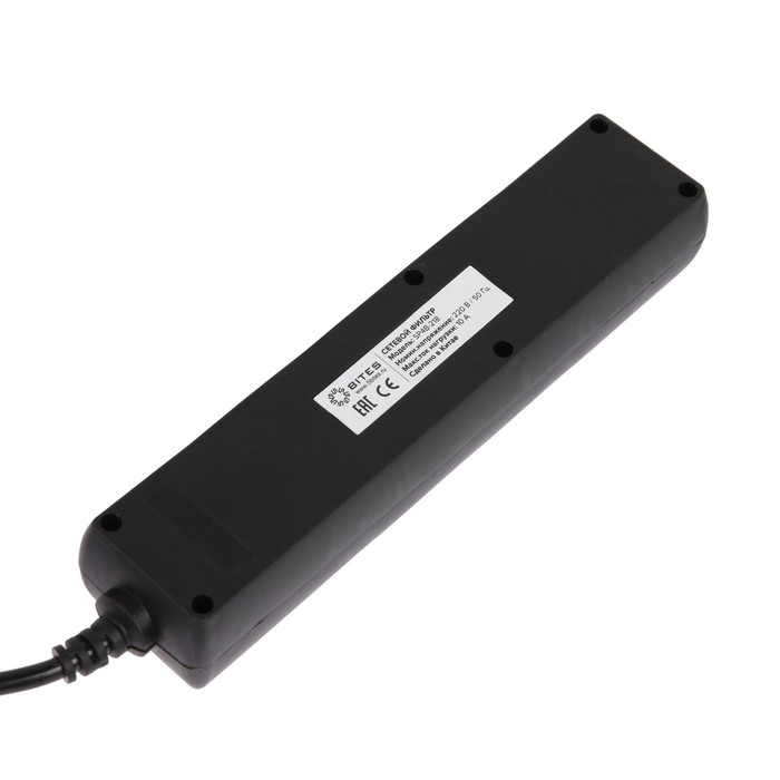 Сетевой фильтр 5bites SP4B-218 4S, 4 розетки, 1.8 м, 10 А, 3х0.75 мм2, с выкл., черный