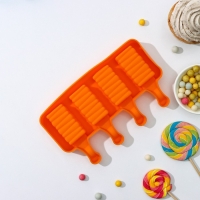 Форма для мороженого &laquo;Венеция&raquo;, силикон, 19,3&times;11&times;2,4 см, 4 ячейки (5,5&times;2,9 см), цвет МИКС