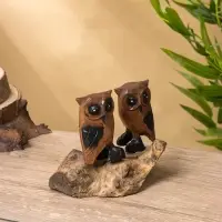 Сувенир интерьерный "Совушки" 15х9х14 см, дерево