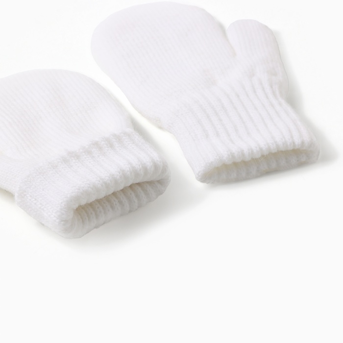 Варежки двойные детские, цвет белый, р-р 10