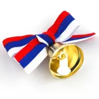 Колокольчик на булавке с бантом на выпускной, триколор, d = 2,6 см